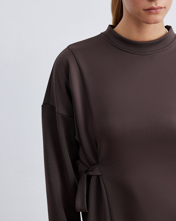 Acı Kahve Scuba Yandan Bağlamalı Belt Tunik
