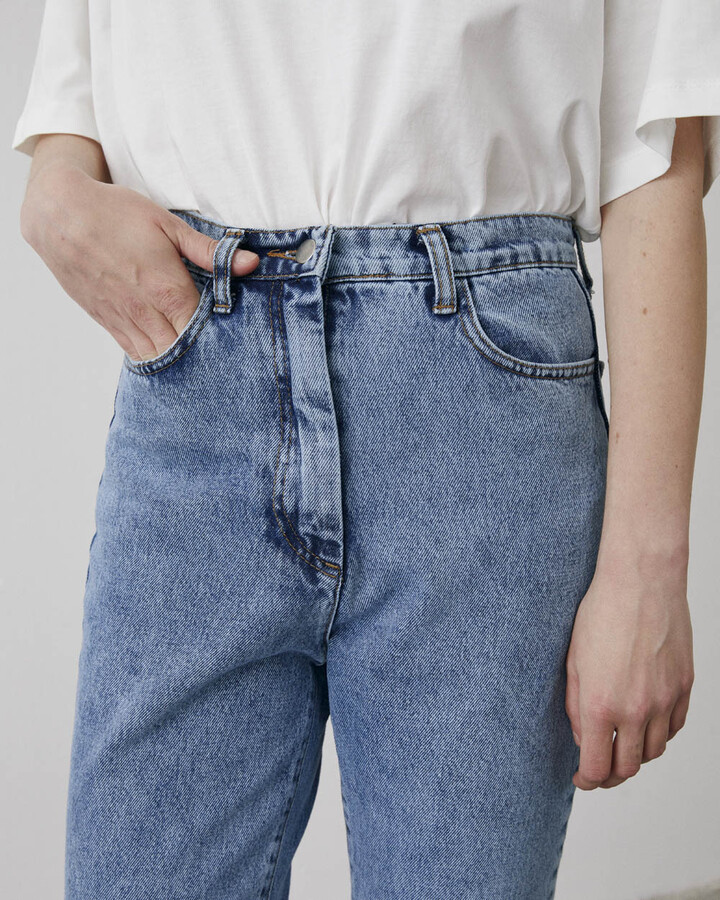 Açık Mavi Mom Jean