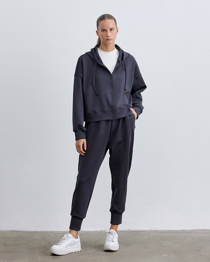 Antrasit Scuba Kısa Kapüşonlu Sweatshirt