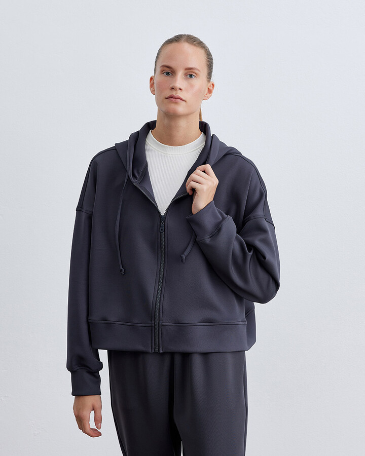 Antrasit Scuba Kısa Kapüşonlu Sweatshirt