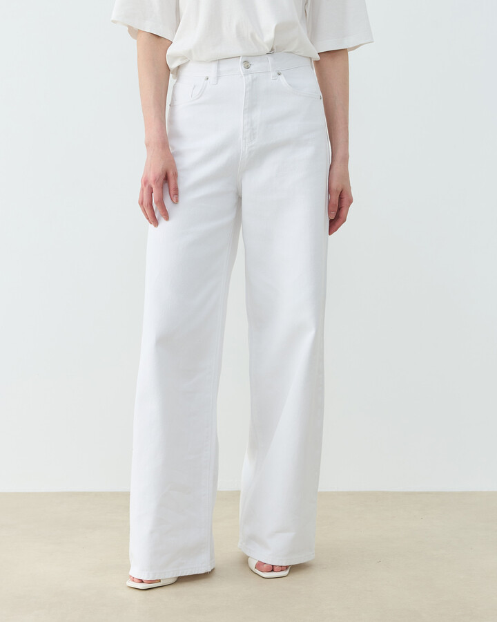 Baggy Fit Jean Beyaz