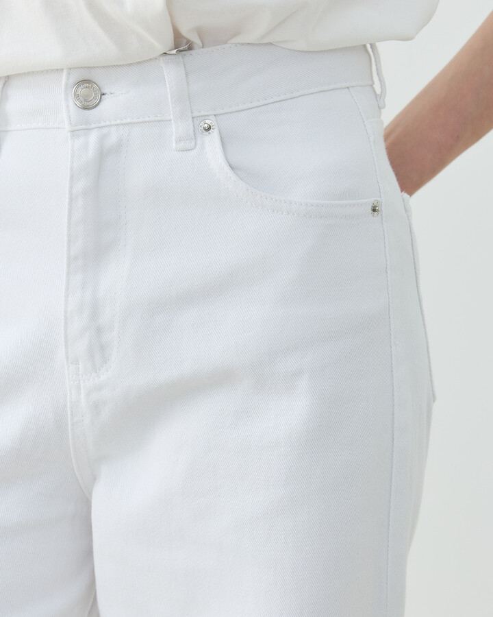 Baggy Fit Jean Beyaz