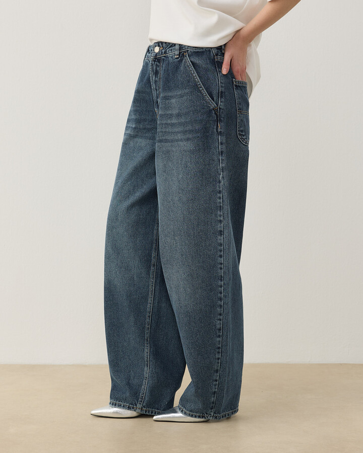 Baloon Fit Jean Koyu Mavi