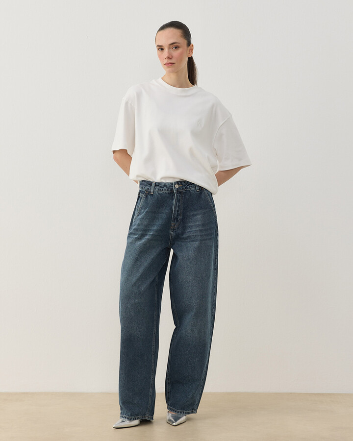 Baloon Fit Jean Koyu Mavi