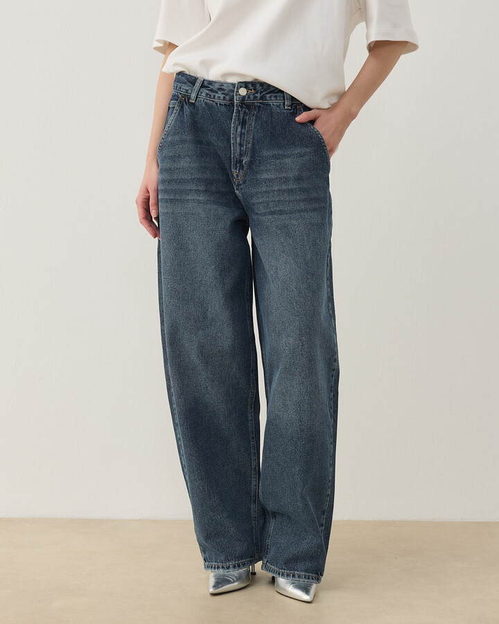 Baloon Fit Jean Koyu Mavi