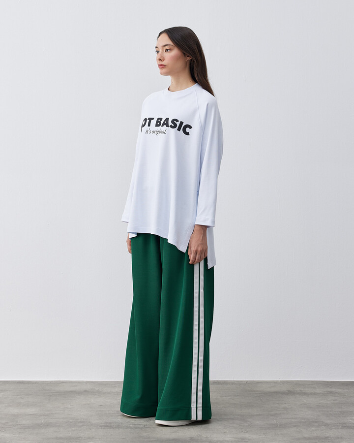 Baskılı Penye İnterlok Relax Bluz Not Basic