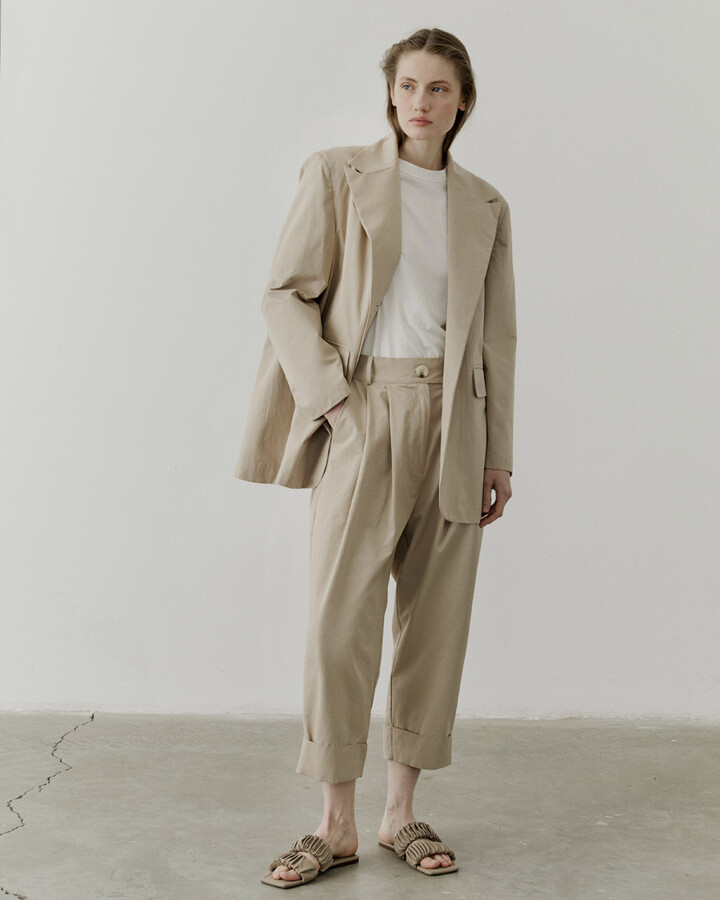 Bej Oversize Dad Blazer Ceket