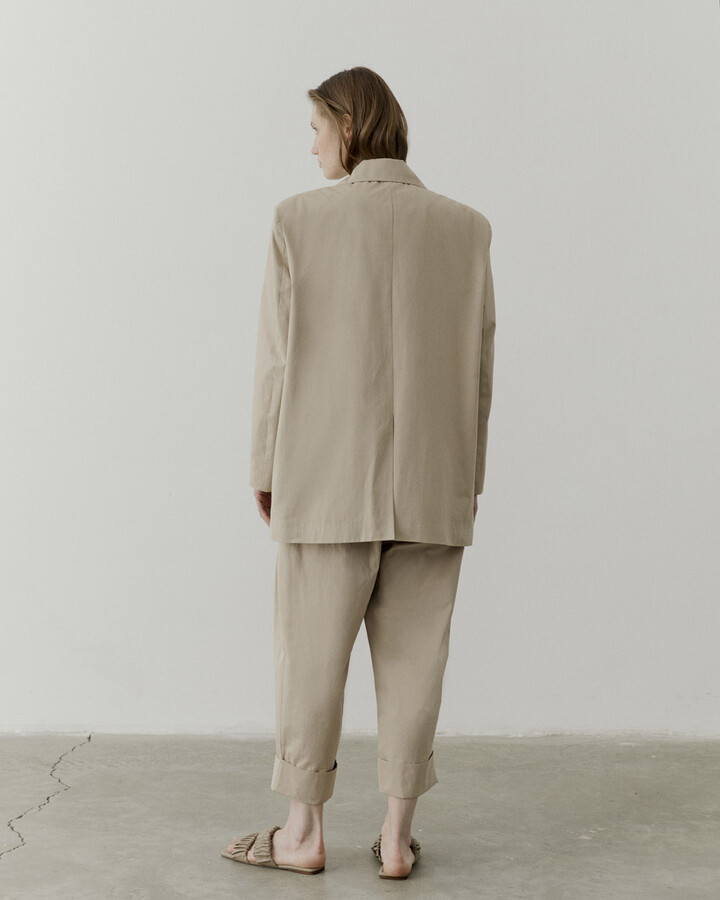 Bej Oversize Dad Blazer Ceket
