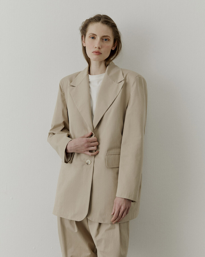 Bej Oversize Dad Blazer Ceket