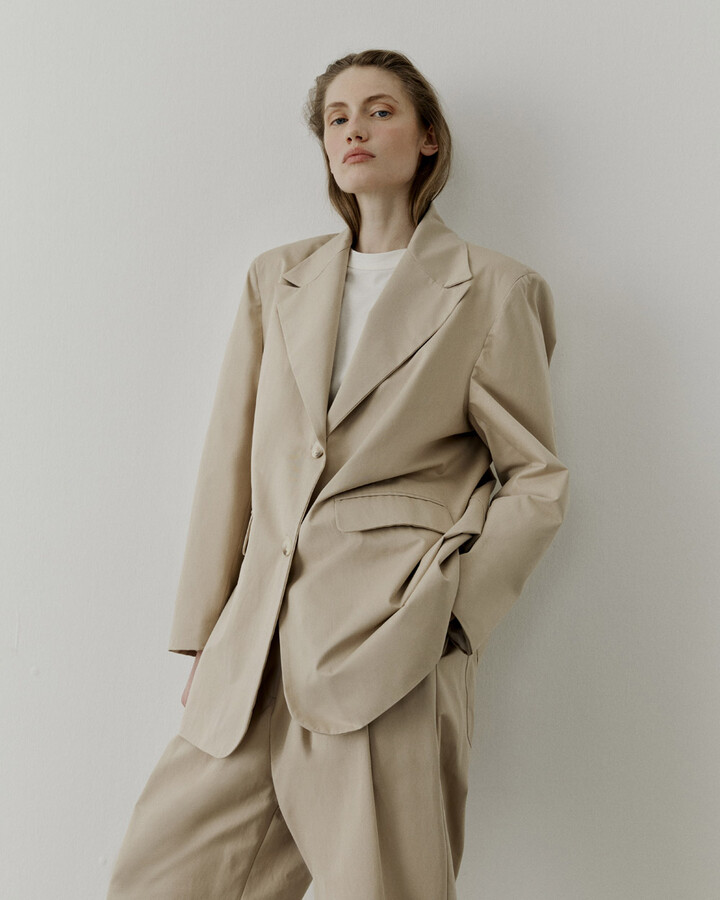 Bej Oversize Dad Blazer Ceket