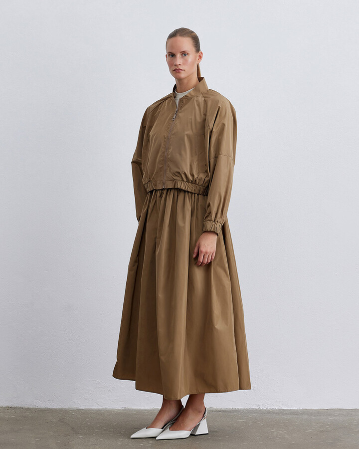 Camel Fermuarlı Cepli Bomber Ceket