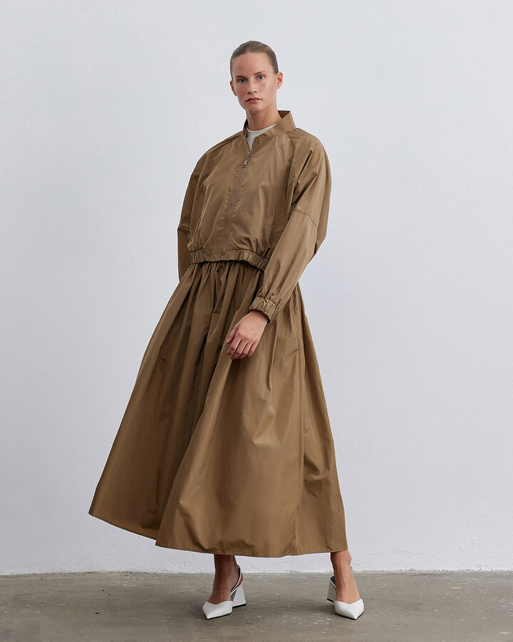 Camel Fermuarlı Cepli Bomber Ceket