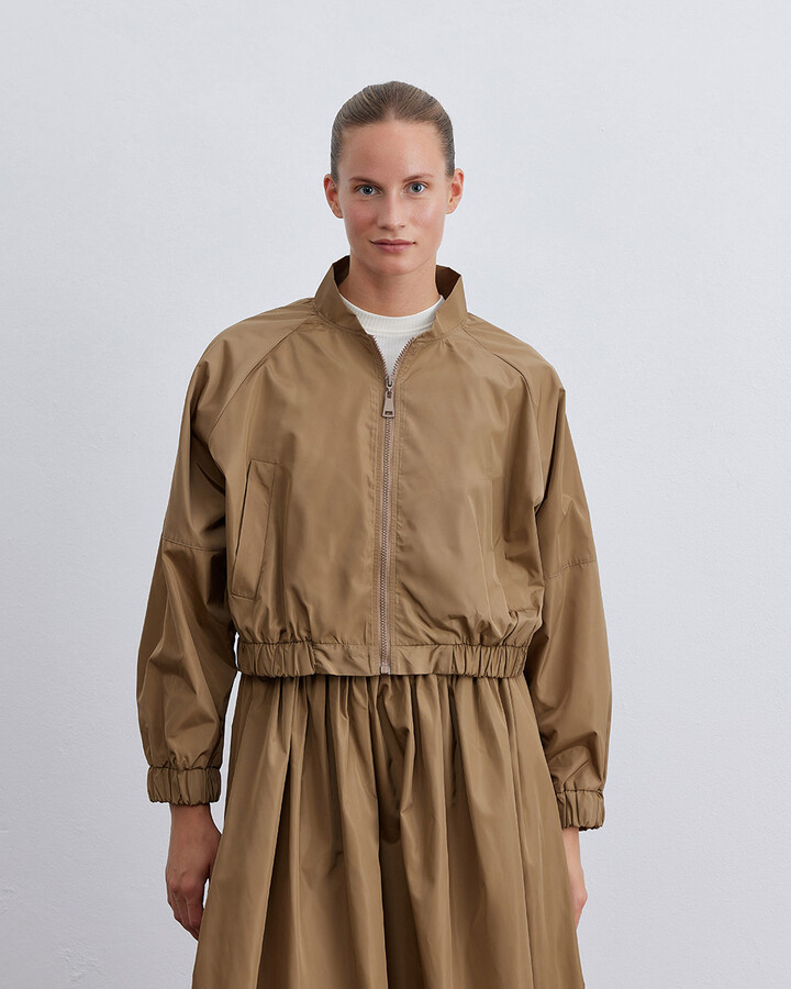 Camel Fermuarlı Cepli Bomber Ceket