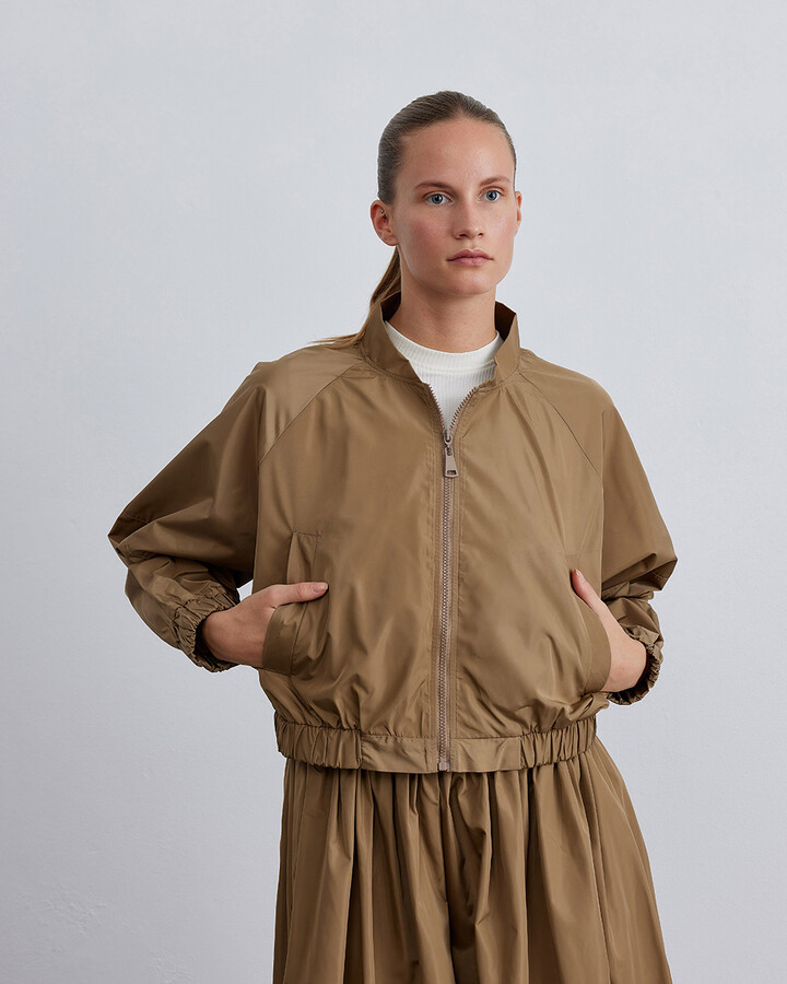Camel Fermuarlı Cepli Bomber Ceket
