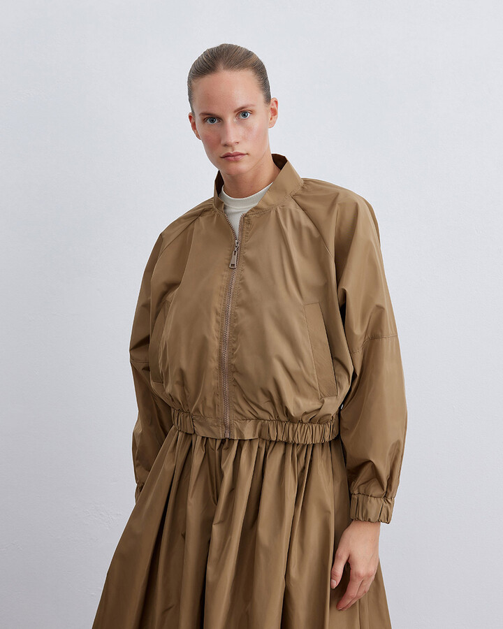 Camel Fermuarlı Cepli Bomber Ceket