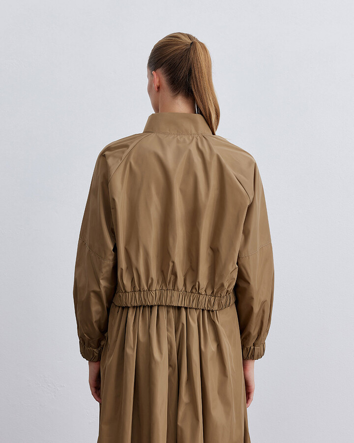Camel Fermuarlı Cepli Bomber Ceket
