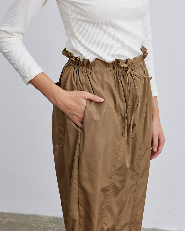 Camel Lastikli Paça Balon Pantolon