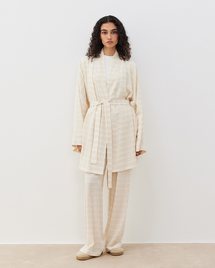 Dokulu Müslin Kimono Ceket Natural