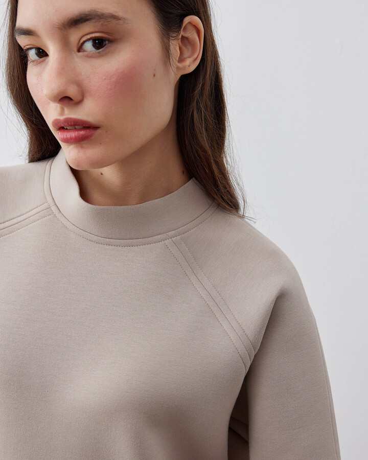 Doubleface Puf Reglan Kollu Çift Dikiş Detaylı Sweat Taş