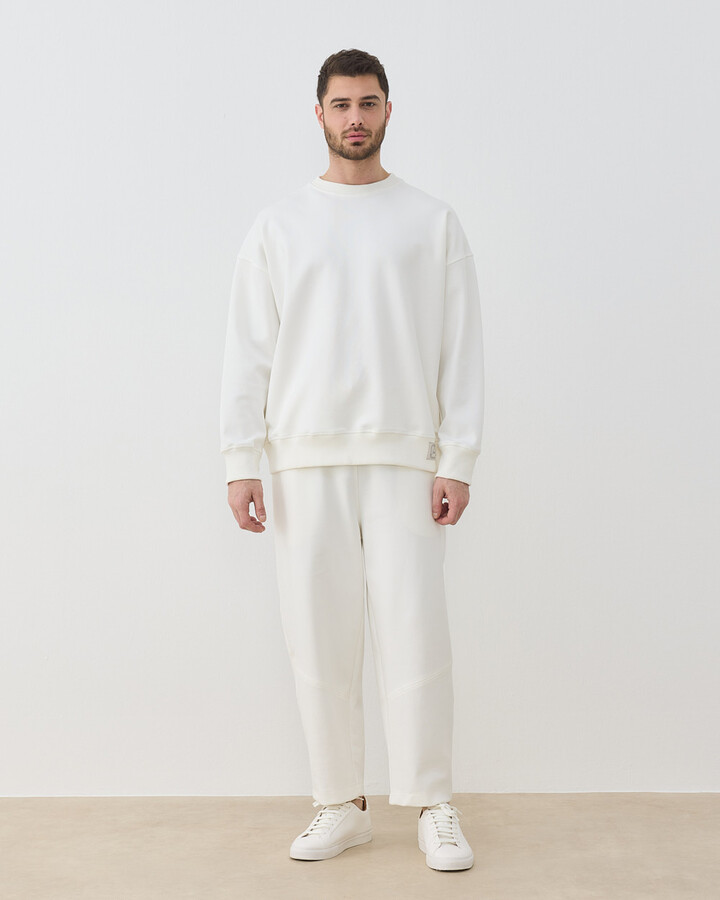 Erkek Premium Doubleface Oversize Sweat Ekru