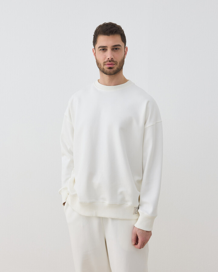 Erkek Premium Doubleface Oversize Sweat Ekru