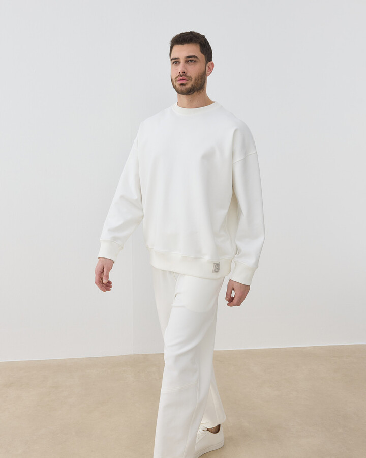 Erkek Premium Doubleface Oversize Sweat Ekru