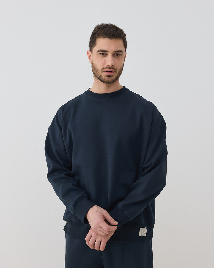 Erkek Premium Doubleface Oversize Sweat Lacivert