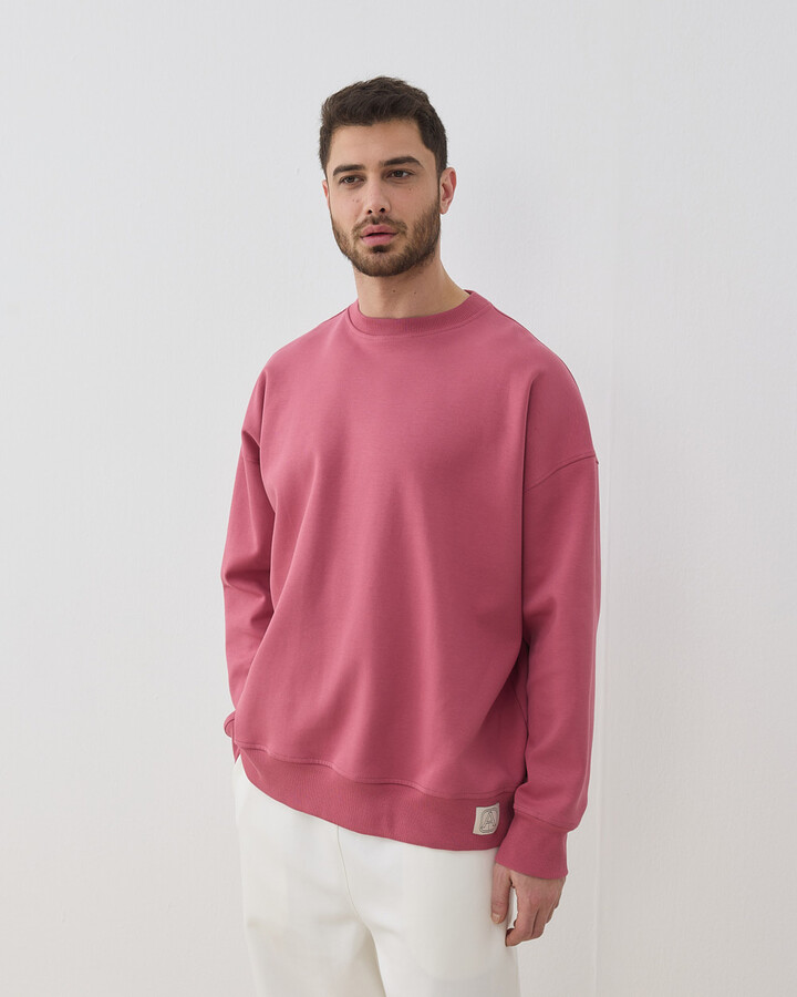 Erkek Premium Doubleface Oversize Sweat Pembe