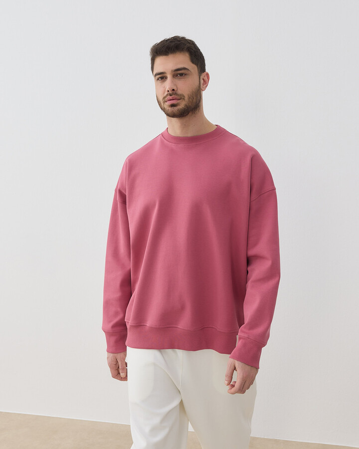 Erkek Premium Doubleface Oversize Sweat Pembe