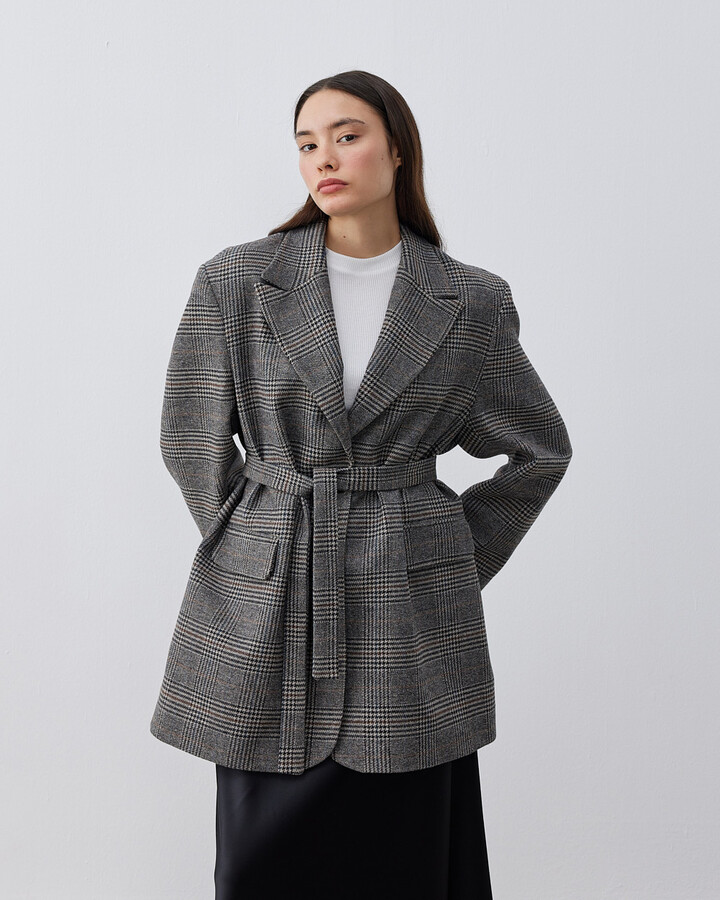 Limited Dad Blazer Ceket Gri Ekose