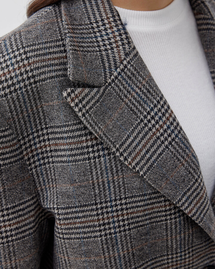 Limited Dad Blazer Ceket Gri Ekose