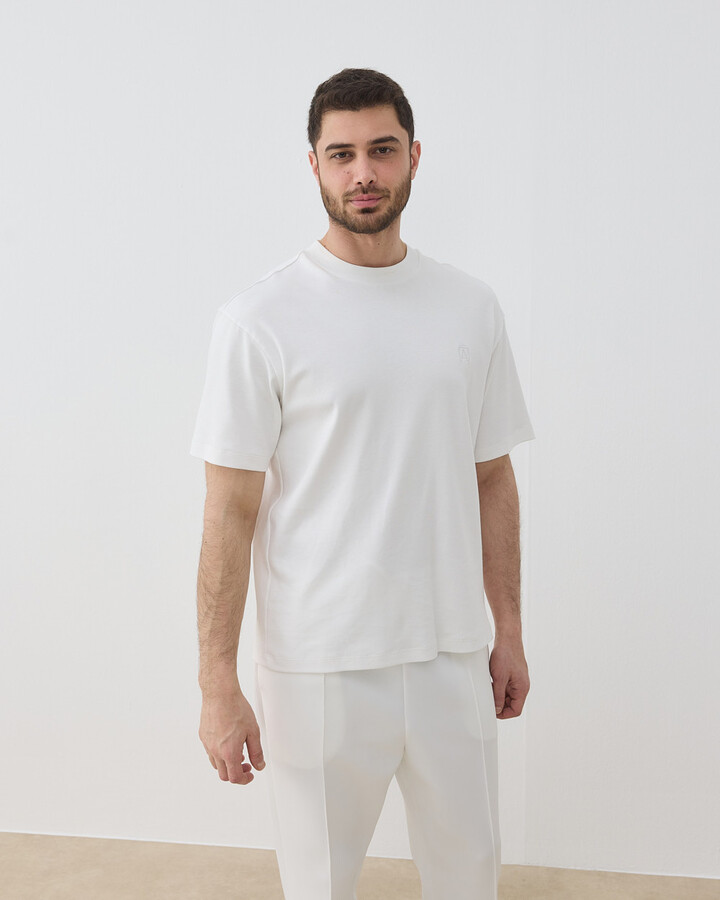 Erkek Penye İnterlok Smart Tshirt Ekru