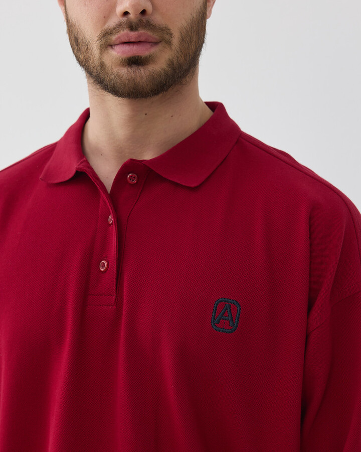 Erkek Polo Yaka Uzun Kollu Tshirt Bordo