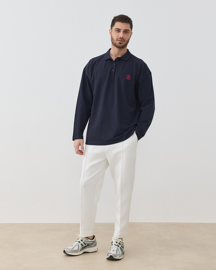 Erkek Polo Yaka Uzun Kollu Tshirt Lacivert