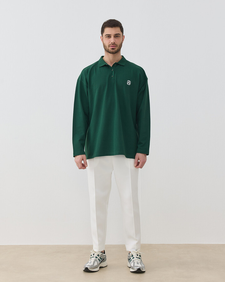 Erkek Polo Yaka Uzun Kollu Tshirt Yeşil