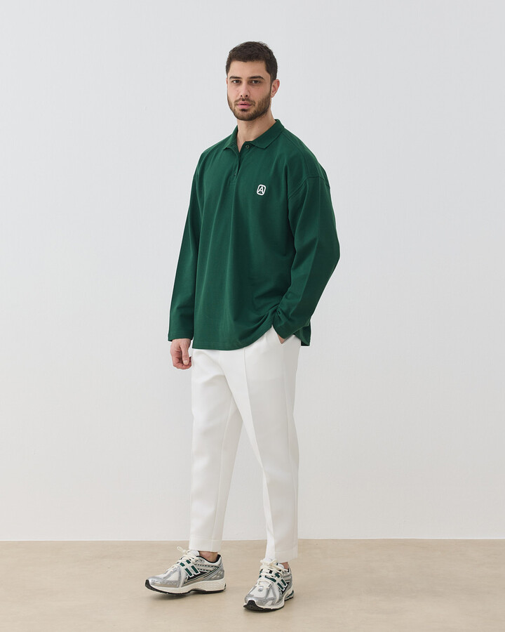 Erkek Polo Yaka Uzun Kollu Tshirt Yeşil