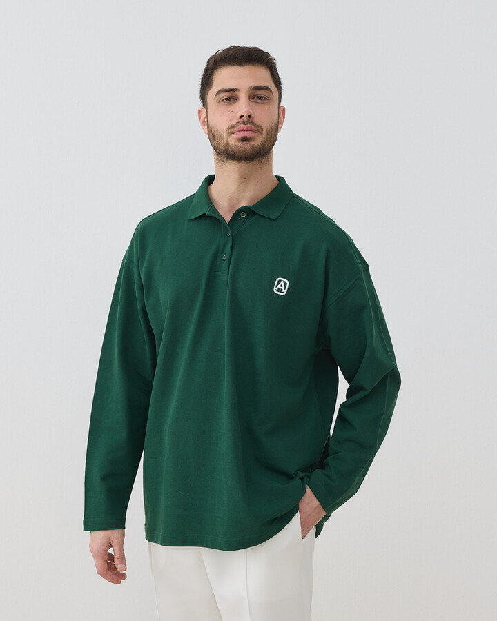 Erkek Polo Yaka Uzun Kollu Tshirt Yeşil