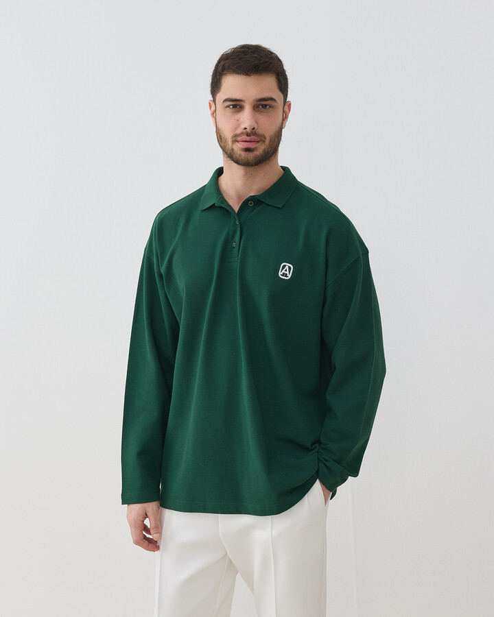 Erkek Polo Yaka Uzun Kollu Tshirt Yeşil