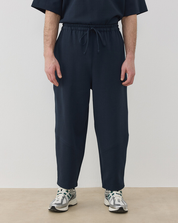 Erkek Premium Doubleface Baggy Fit Kesikli Pantolon Lacivert