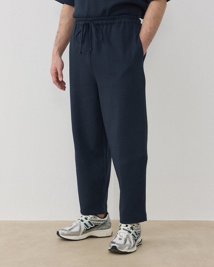 Erkek Premium Doubleface Baggy Fit Kesikli Pantolon Lacivert