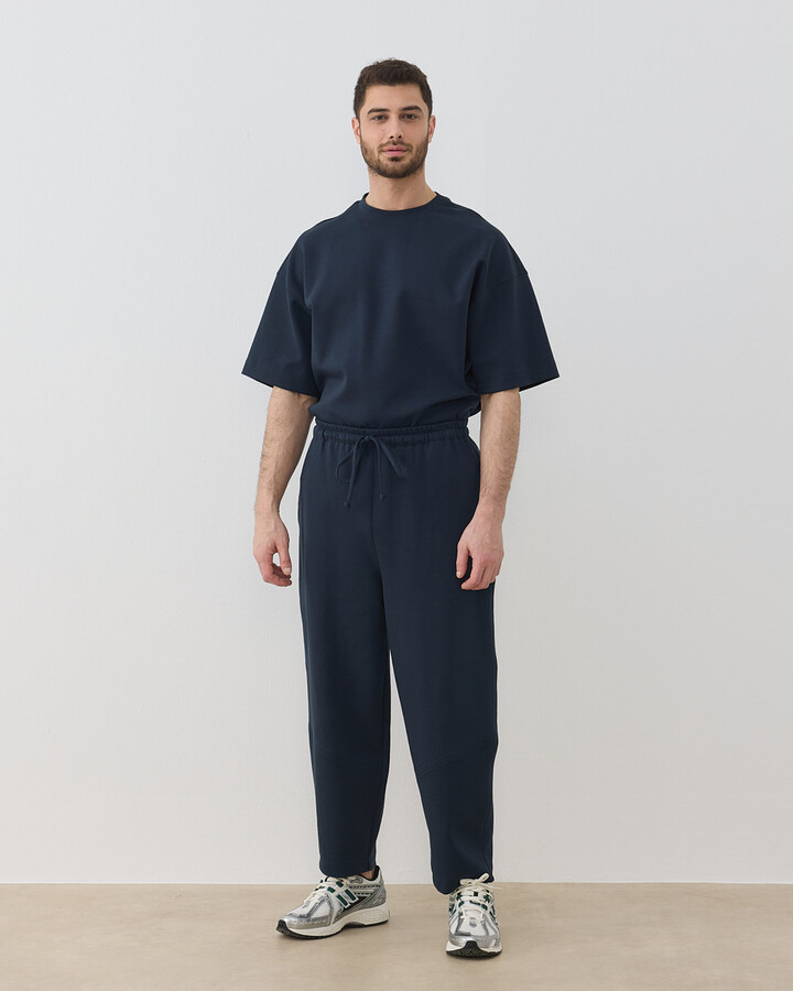 Erkek Premium Doubleface Baggy Fit Kesikli Pantolon Lacivert