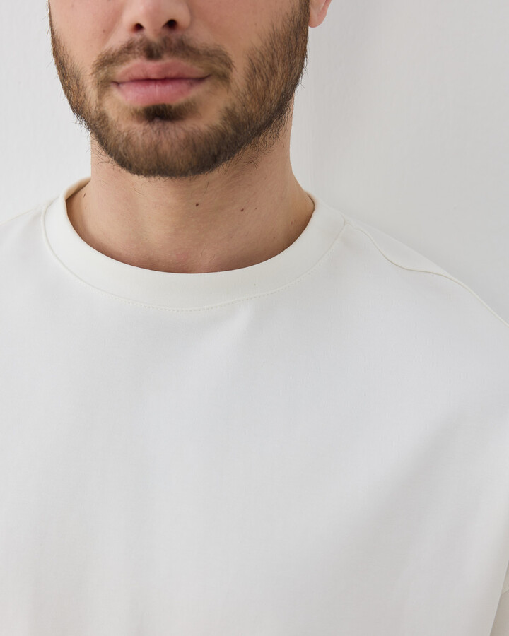 Erkek Premium Doubleface Oversize Relax Tshirt Ekru