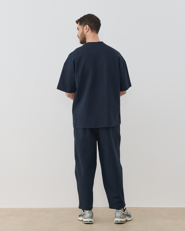 Erkek Premium Doubleface Oversize Relax Tshirt Lacivert