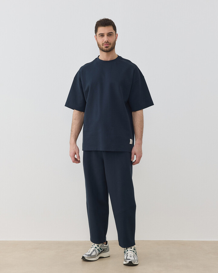 Erkek Premium Doubleface Oversize Relax Tshirt Lacivert