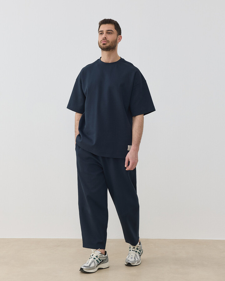 Erkek Premium Doubleface Oversize Relax Tshirt Lacivert