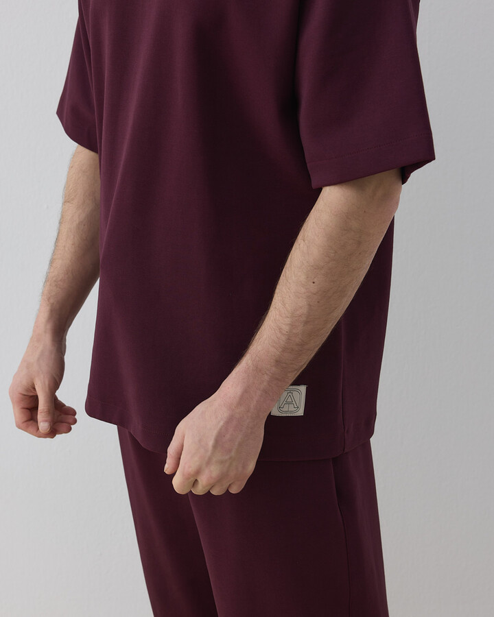 Erkek Premium Doubleface Oversize Relax Tshirt Mürdüm
