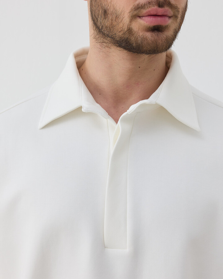 Erkek Premium Doubleface Polo Yaka Sweat Ekru