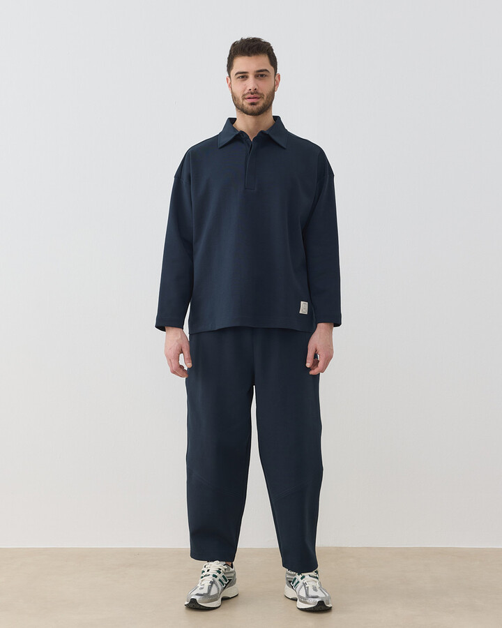 Erkek Premium Doubleface Polo Yaka Sweat Lacivert