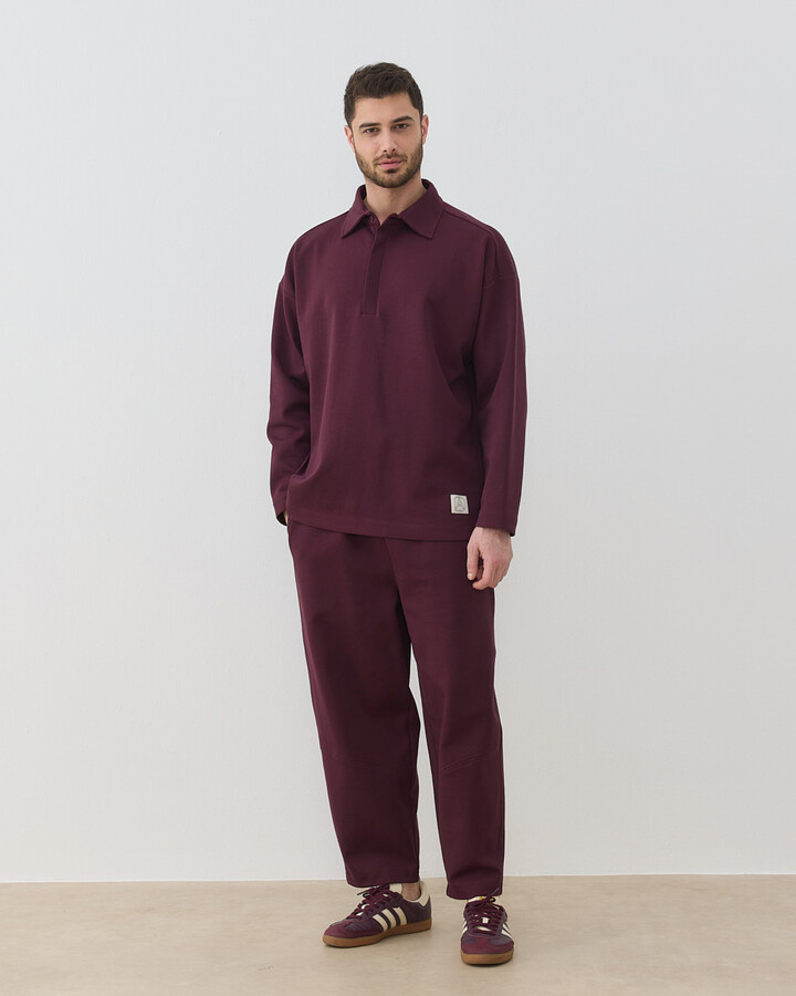 Erkek Premium Doubleface Polo Yaka Sweat Mürdüm