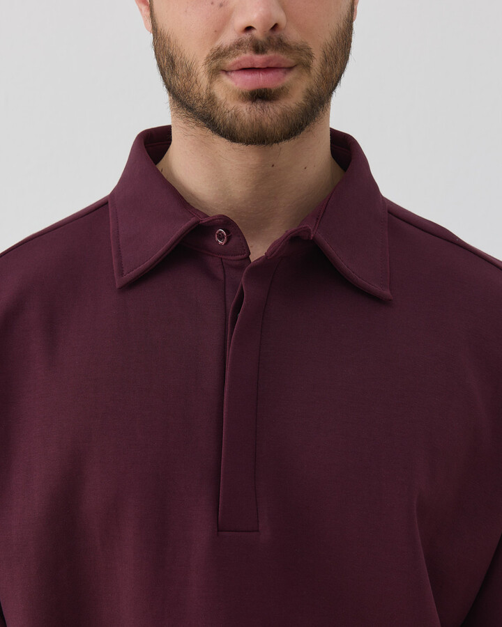 Erkek Premium Doubleface Polo Yaka Sweat Mürdüm